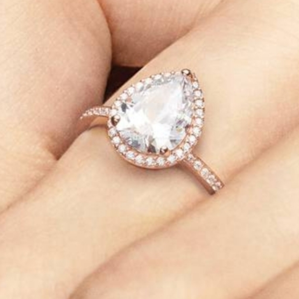 Pandora Teardrop Ring ( 14K Rose Gold Platted)
